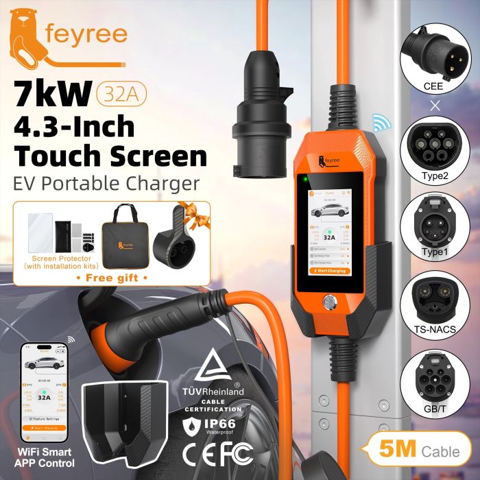 Зарядка для електромобіля Feyree 7кВт 32A GB/T