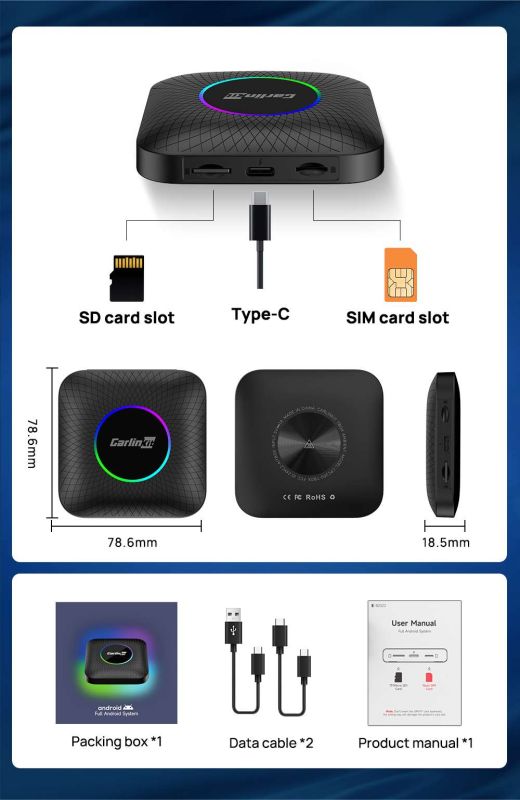 Приставка в авто Carlinkit TBox Ambient 8/128 Android 13.0
