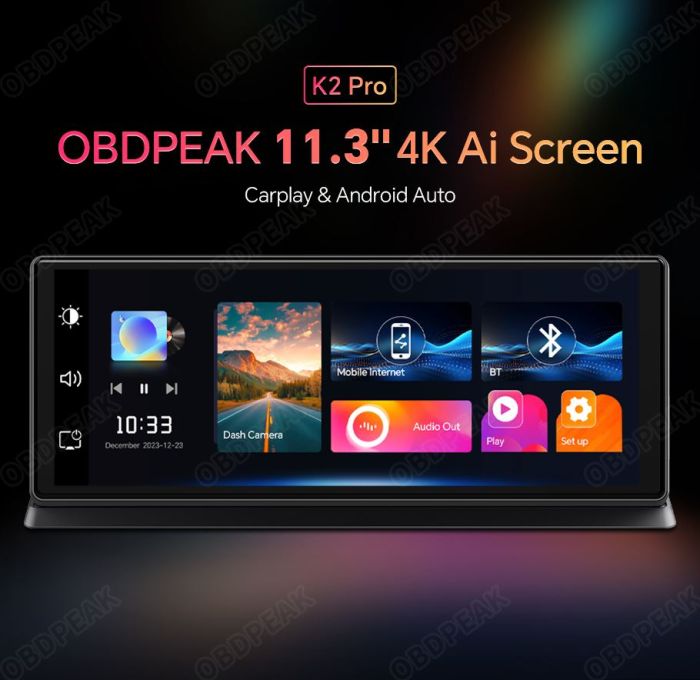 Авто екран CarPlay та Android Auto 11.3' OBDPEAK K2 Pro