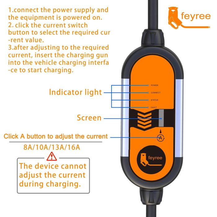 Зарядка для електромобіля Feyree 3.5кВт 16A Type2