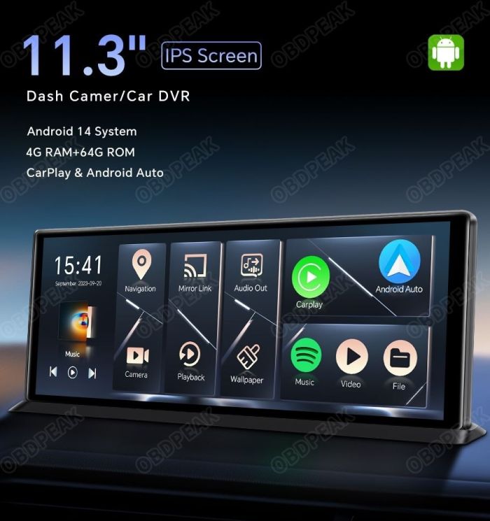 Авто екран OBDPEAK K60 11' відеореєстратор 4/64ГБ Android 14