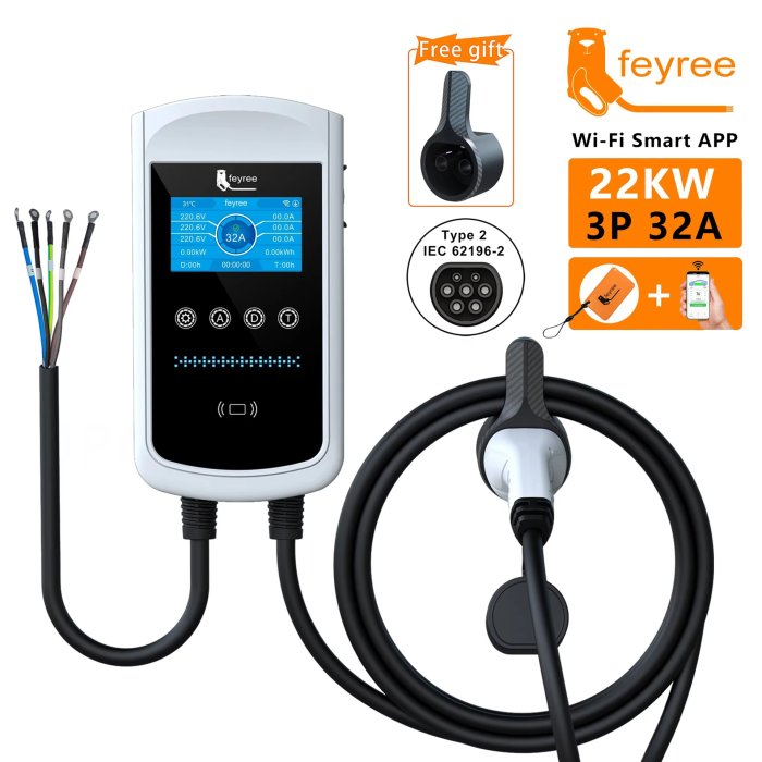 Зарядна станція для електромобіля Feyree 3 фази 22кВт 32A Type2