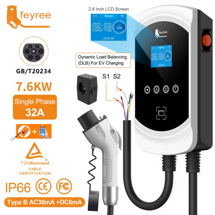 Зарядна станція для електромобіля Feyree 7кВт 32A GB/T