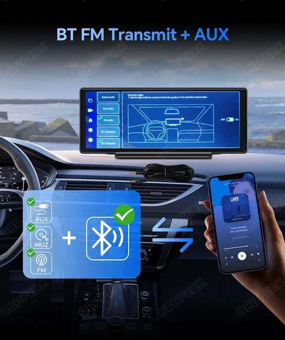 Авто екран 10 дюймів OBDPEAK T30 Apple CarPlay & Android Auto