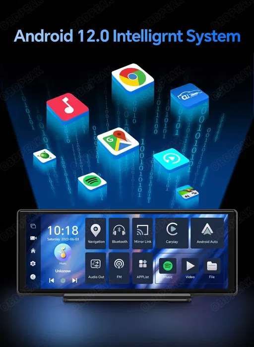 Авто екран 10 дюймів OBDPEAK T30 Apple CarPlay & Android Auto