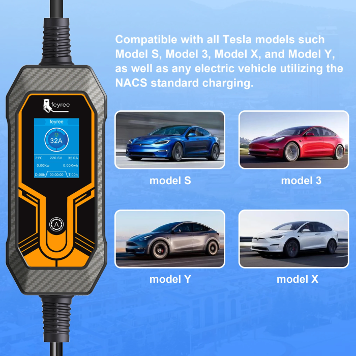 Зарядка для електромобілів Feyree 7кВт 32A Tesla