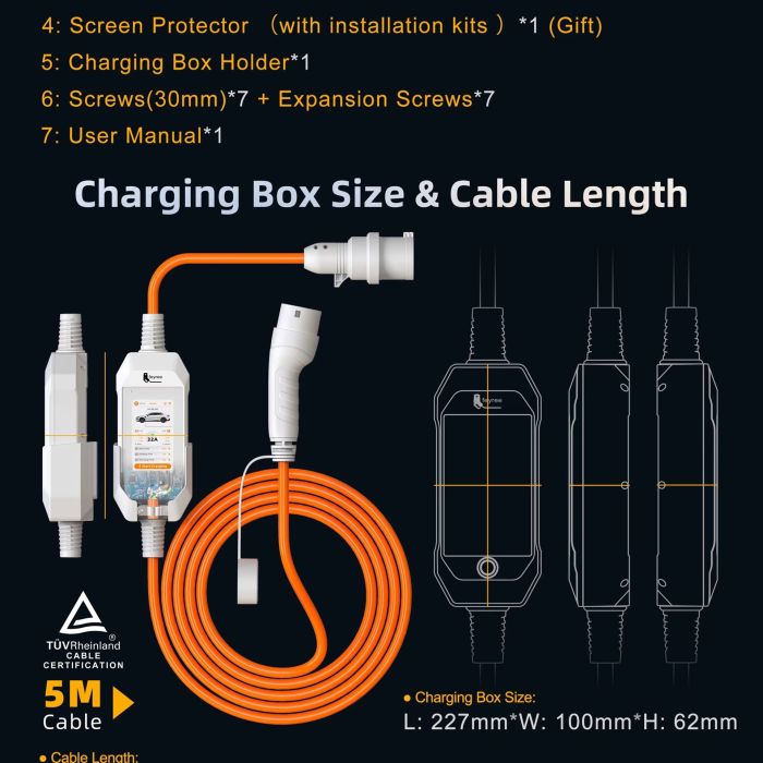 Зарядка для електромобіля Feyree 7кВт 32A GB/T
