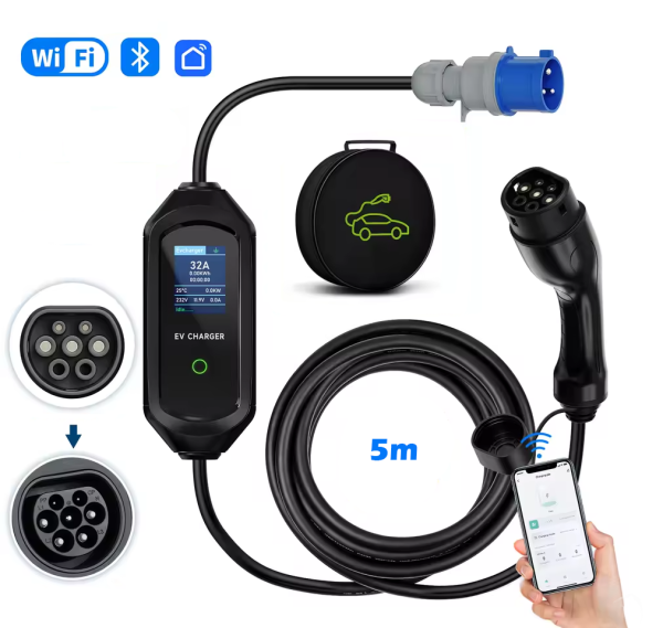 Зарядка для електромобіля Afyeev 7кВт 32A, Type2 Wi-Fi, APP Bluetooth Control, кабель 5 метрів
