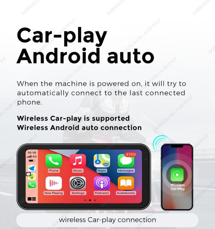 Сенсорний бездротовий екран CarPlay & Android Auto для мотоцикла з навігатором